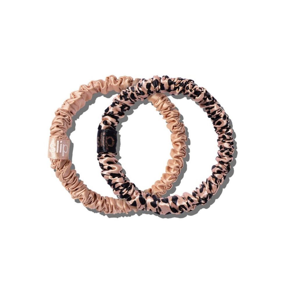 SLIPSILK SKINNY SCRUNCHIES BUNDLE/1 ea. Pink,Black+RoseGold 100% PURE SILK NIB! - Picture 2 of 5